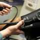 A doctor taking a patient’s blood pressure measurement.